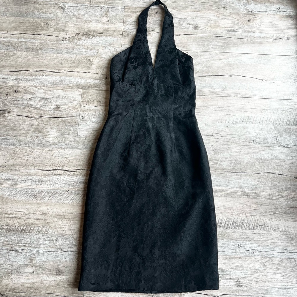 Vintage 1950’s Lilli Diamond Stunning Black Backless Halter Sheath Dress